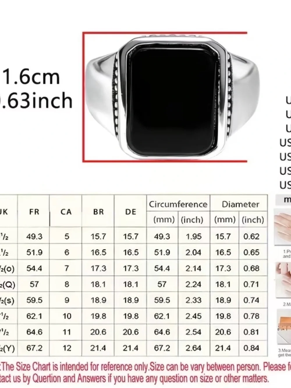 NWT Men’s Silver Black Onyx Square Signet Ring - Size 10